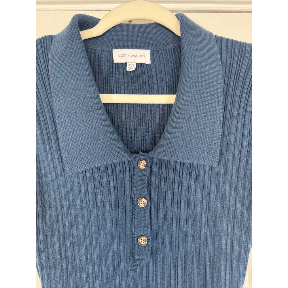 Lost + Wander Giustina Ribbed Collared Sweater Maxi Dress Teal XS/S - Picture 7 of 14